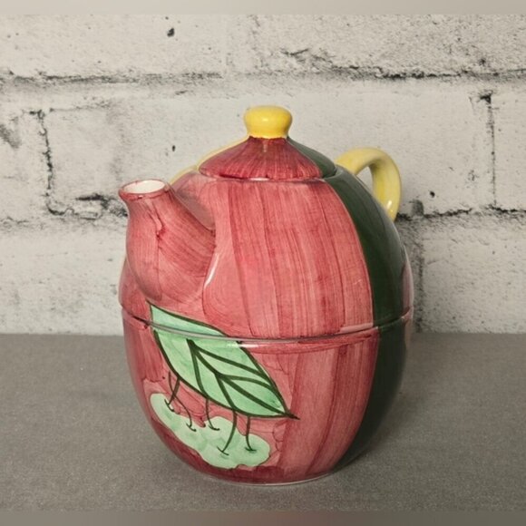 Country Inn Collection Strawberry Tea Set โ Ceramic Teapot, Sugar & Creamer 4pc - Picture 6 of 16